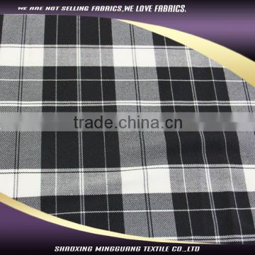 Fashion design polyester rayon spandex black and white check shirt fabric on sale