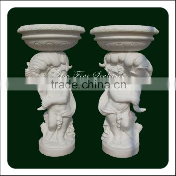 Decorative Natural Carved White Marble Flower Pots