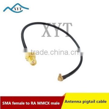 Factory Price SMA female to MMCX male Right Angle RF coax Rg174 pigtail cable
