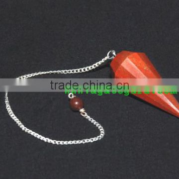 Red jasper Faceted Pendulum With Om Charms : Chakra Pendulum exporter