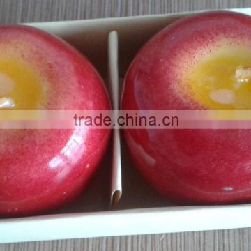 Inventoryl fruit candle-yellow-heart red apple candle