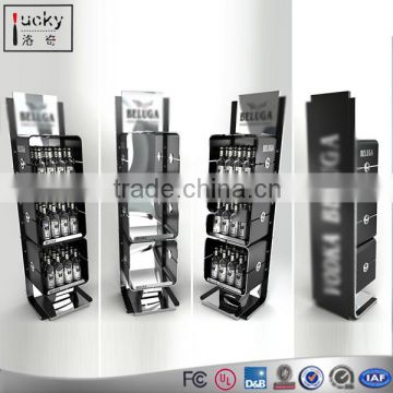 Double sided cardboard display, 5 reties corrugated display rack for shop/grocery store