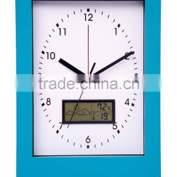 Plastic Round LCD Clocks Weather Station Wall Clock With Temperature YZ-7162A