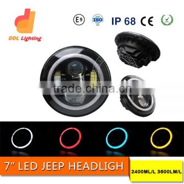 auto parts jeep wrangler high low beam angel eyes halo ring 45w 7 inch led headlight for jeeps
