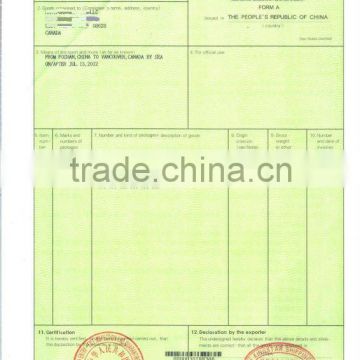 Certificate of Origin shipping from Jinhua