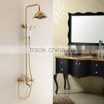 Exposed contemporary brass bath&shower faucet set in vacuum coating gold finish