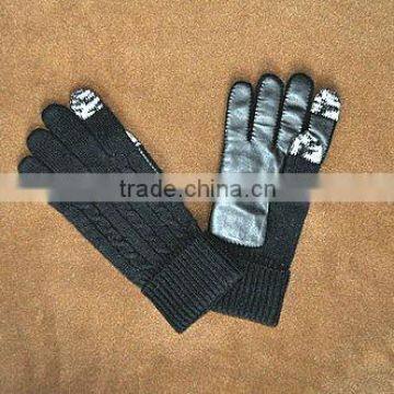 Cashmere Cables Gloves With Leather