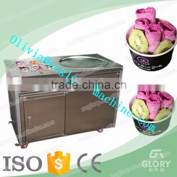 new style single pan with 6 topping tanks fried ice cream machine/fry ice cream machine