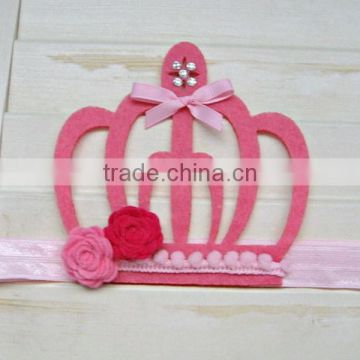 2017 new product cheap hot wholesale China handmade wedding party supply kid design felt crown shaped decoration girls headband