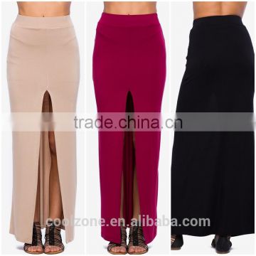 Sexy latest long skirt design skirt ladies center slit maxi skirt