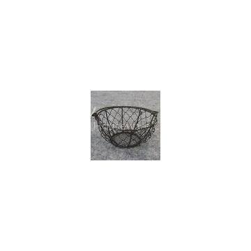 Wire Round Basket, Rusted Brown with One Collapsed Handle, Suitable for Packing and Storage