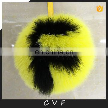 Fur pom pom keychain whole fox fur accessory alphabet bag charm
