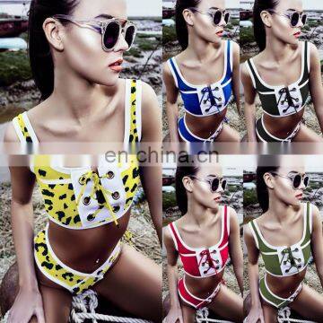 Hollow Out Bandage bikini Set Patchwork Swimsuit Sexy Lady Swimwear 2019 Hot Beachwear