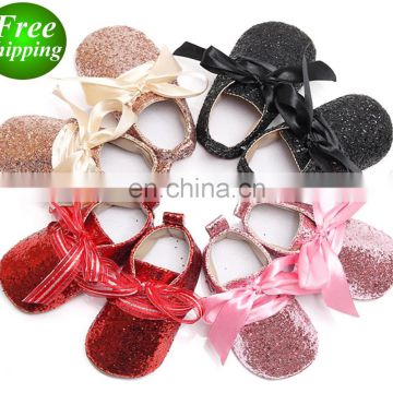 Valentine's Day Toddler Girl shoes Baby Sequin Shiny shoes with lace bow