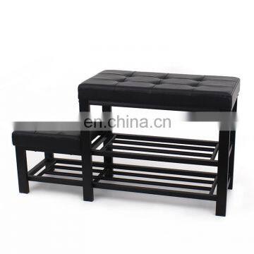 Customized PVC Leather Metal Steel Shoe Racks Bench Storage Organizer Holder Rack At Doorway Entrance