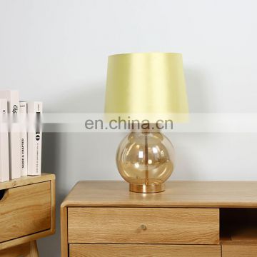 Japan creative design hotel home desk lights yellow glass base table lamp with custom logo