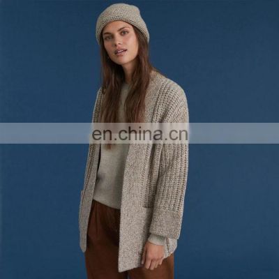 Women Winter Rib Knit Cashmere Wool Thick Kimono Cardigan