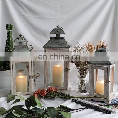 Garden And Home Decorative Wood Frame And Glass Panels Rustic Wooden Candle Lantern Wood Lantern Decoration For Home
