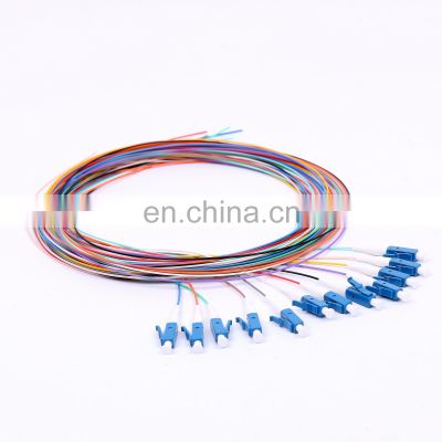 1.5meter one end lc fiber optic pigtail lc (sm) pigtails for sm fiber optic cable sm12 colors lc fiber optic pigtail