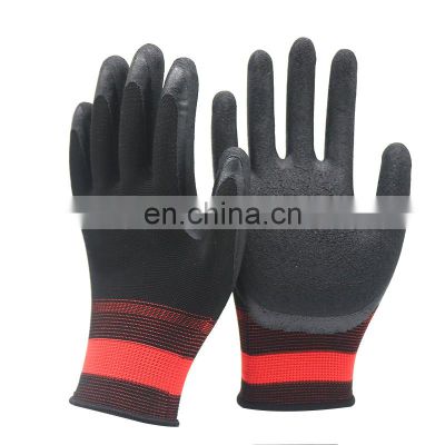 Oil Resistant Anti Slip Foam Latex Coated Safety Gloves Fine Handling Grip Work Gloves For Logistics Maintenance Line Work