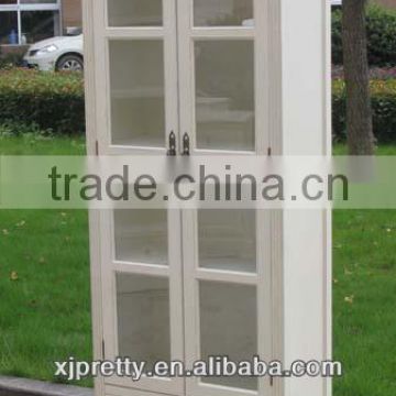 High quality antique white wooden display/glass door cabinet
