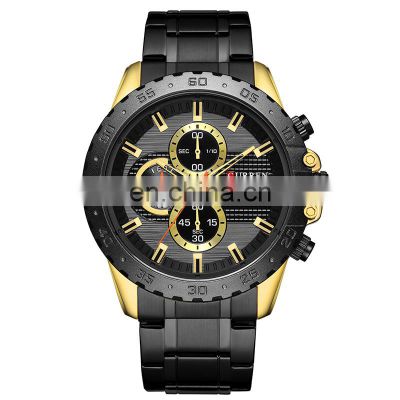 CURREN 8334 Men Quartz Chronograph Business Watches Fashion Stainless Steel Auto Date Casual Wristwatch
