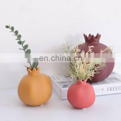 Wedding Decoration Vases Pomegranate Decors Deco Antique Round Glazed Modern Desktops Colored Ceramic Bud Ceramics Flower Vase