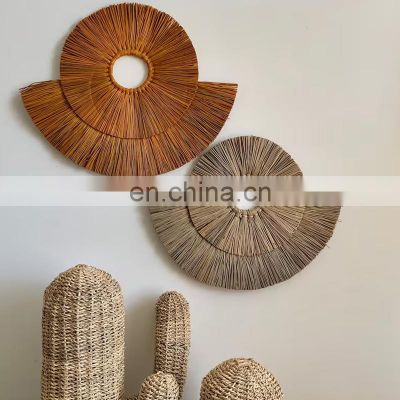Hot Product Sraw necklace Pattern Seagrass Wall Hanging Decoration Straw Rustic Art Decor Cheap Wholesale