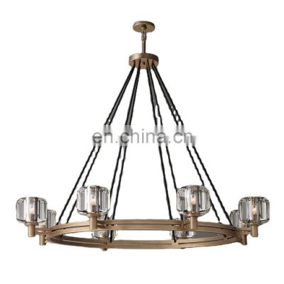 DEMARET round Copper Chandelier Restoration Custom K9 Crystal Lighting Pendant for Hotel and Restaurant Ceiling Lighting