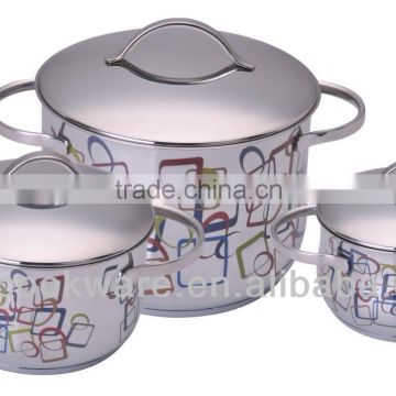 12Pcs Decal Stainless Steel Cookware Set with Induction Bottom