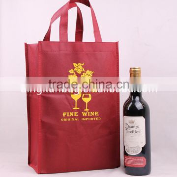 2015 factory pp non woven promotion cheap wine bag with logo in custom