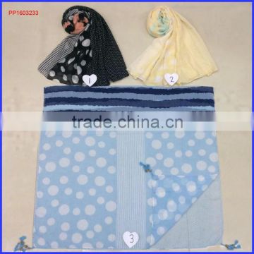 2016 Polka dot printed South Korean cotton fringe scarf factory