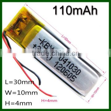 Rechargeable 3.7V 401230 110mah Li-ion Polymer battery                        
                                                Quality Choice