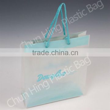 custom printed frosted shopping bags with rope handle