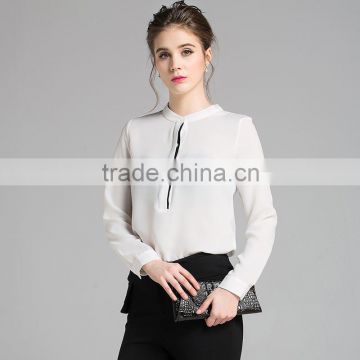 Office Lady Loose Blouse 2016 Spring Summer Women Casual Chiffon Blouse Basic Femme Chemise