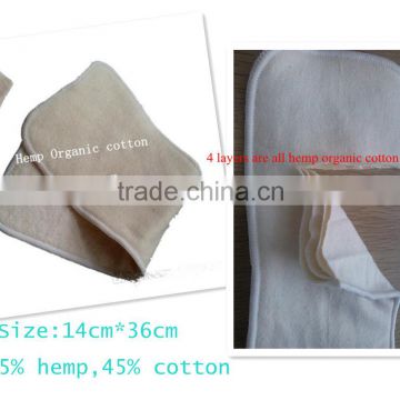 Wholesale Promotion Baby 3 Layers hemp organic cotton insert with 55% hemp and 45% cotton