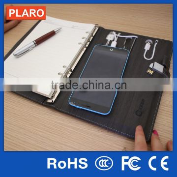 New design power banks business a4 leather cover notebook