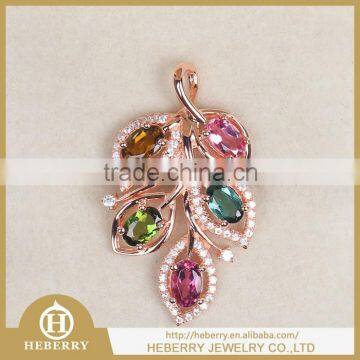 Charming Women Fashion Tourmaline Pendant feather shape for VIP customer