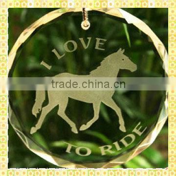 Clear Engraved Glass Horse Christmas Ornament For 2014 New Year Gifts