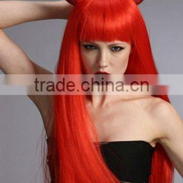 Red anime cosplay hair wig, cheap witch halloween synthetic wigs
