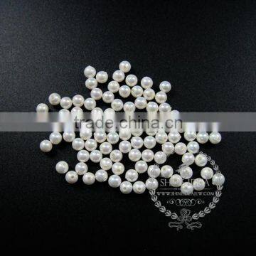 4mm half drilled white round artificial imitation mother of pearl shell pearl beads for earrings studs DIY supplies 3020070