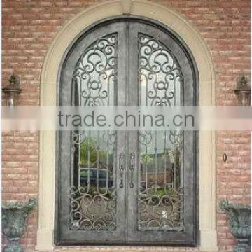 Bisini arch top galvanize wrought iron entry door (BG90066)