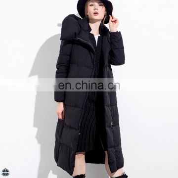 T-WJ019 French Style Women Long Hooded Mid-Calf Length Jacket Coat