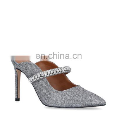 Women high heel low price heels grey color with rhinestones pumps sandals shoes (sandalias mujer)