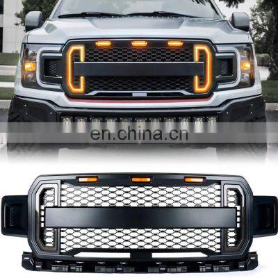 Changzhou Factory Accessories Car Grilles Raptor Style ABS Matte Black Front Grill With LED For F150 2021