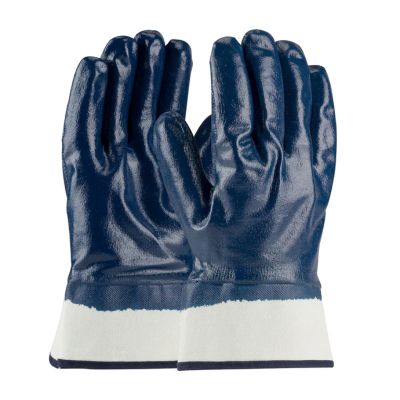 Best Oil and Gas Proof Cotton Jersey Liner Safety Cuff Heavy Duty Nitrile Gloves