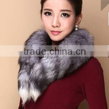 TOP new 2015 White grey real fox tail fur muffler scarf fur collar sub thermal fur women winter scarf female & man 4 color F205#