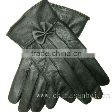 lady bowknot real genuine leather gloves LG-02