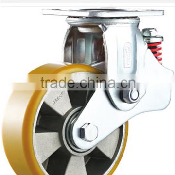 Aluminum Swivel Caster Shock Absorbing Double Ball Bearing Caster PU wheel