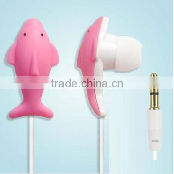 fish shape cute animal carton earphone earbud with high quality